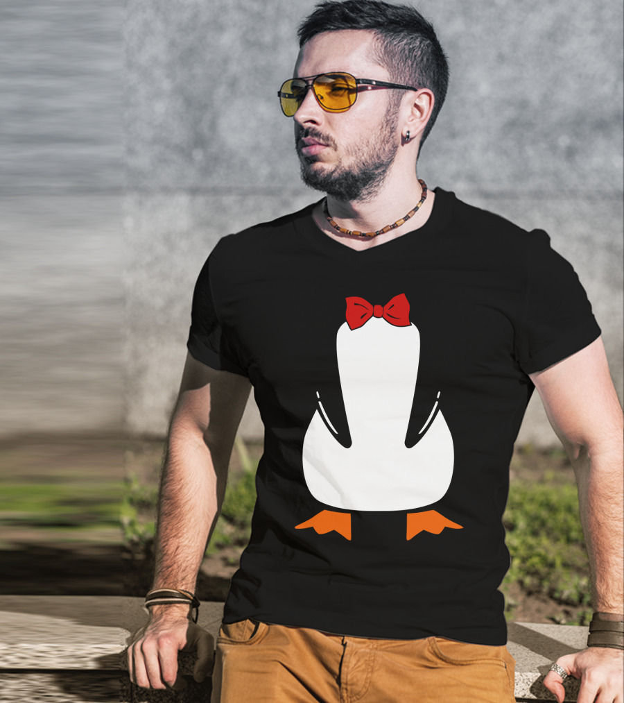 Penguin Penguin With Red Bow Tie And Orange Feet T-Shirt