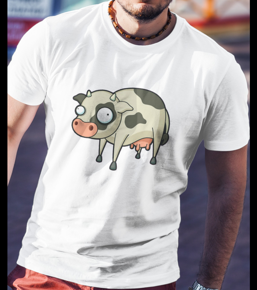 Quirky Cartoon Cow With Wide Eyes T-Shirt