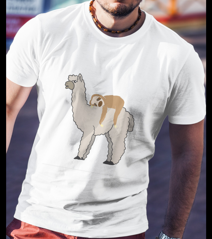 Adorable Sloth Laying On A Llama T-Shirt