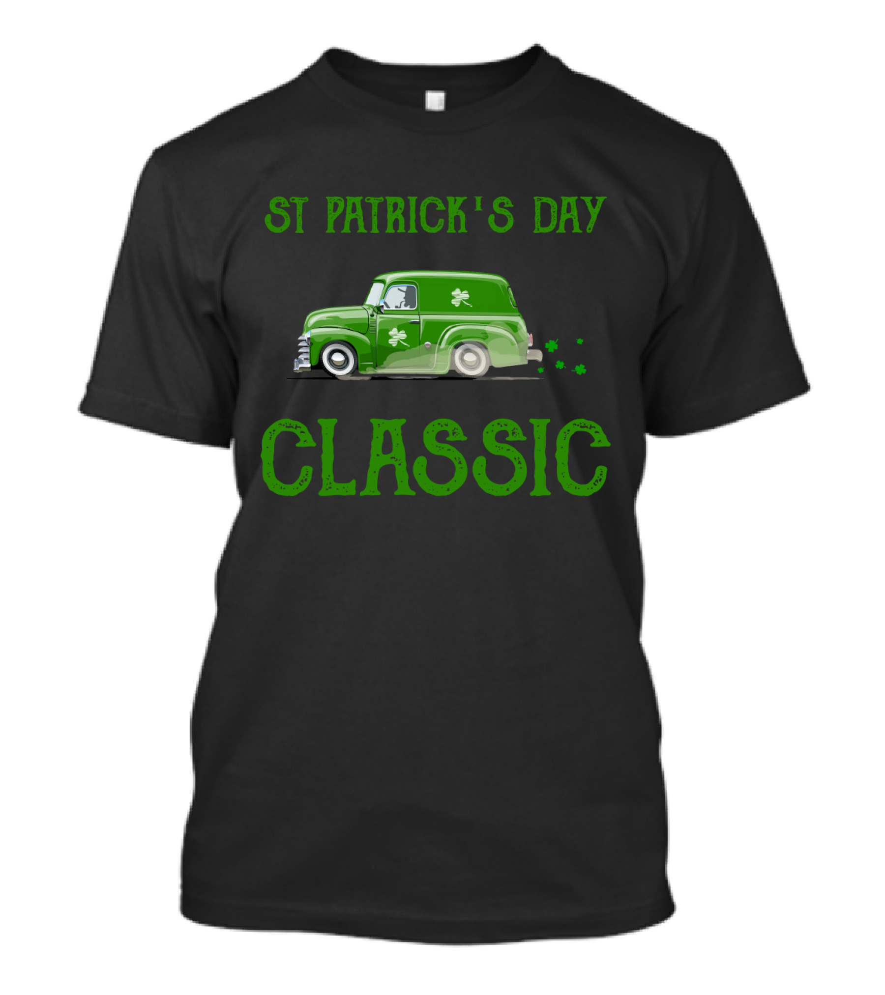 St Patrick's Day Classic Green Truck With Shamrocks T-Shirt