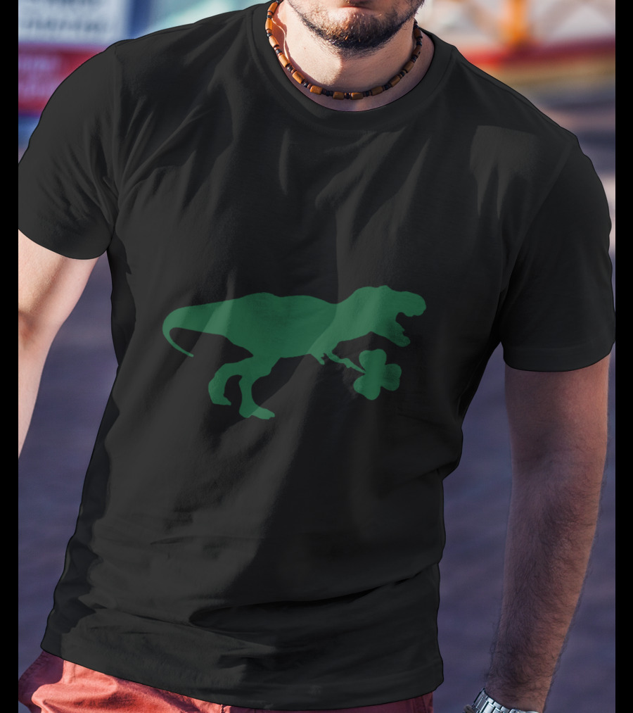 Dinosaurs Holding Shamrock For St Patrick's Day T-Shirt