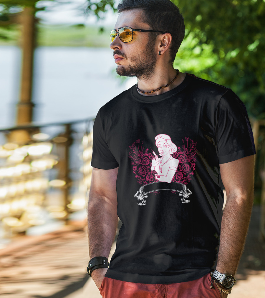 Nurse Life Floral Badge T-Shirt