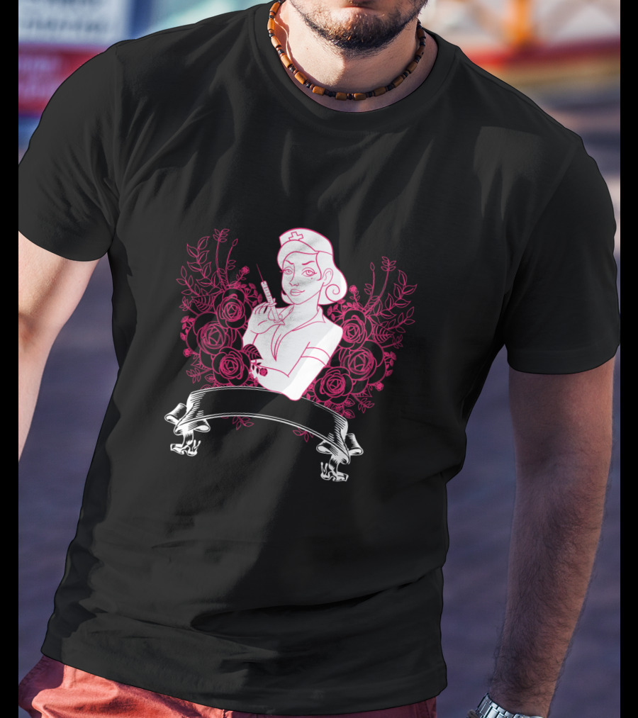 Nurse Life Floral Badge T-Shirt