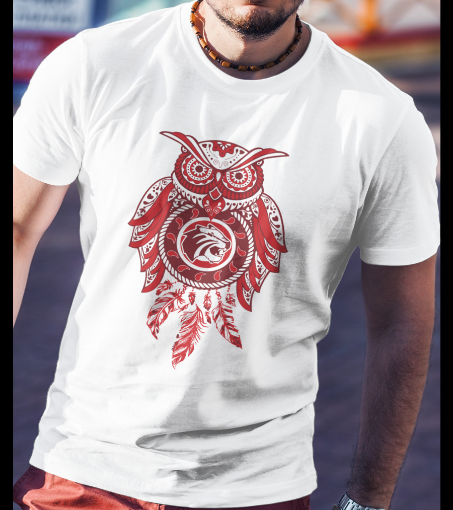 Owl Dreamcatcher Red Lion Feathers T-Shirt