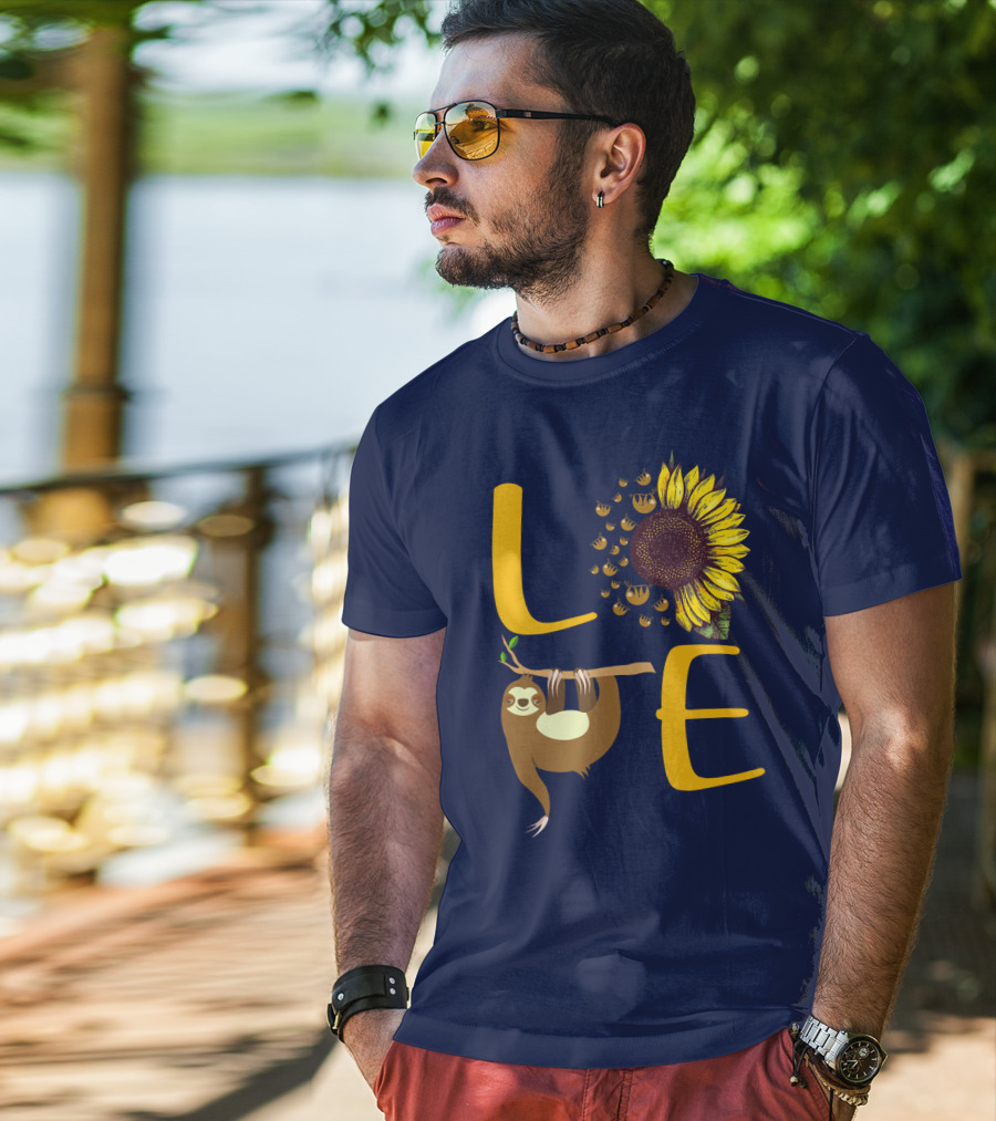 Love Sunflower Sloth Bees T-Shirt