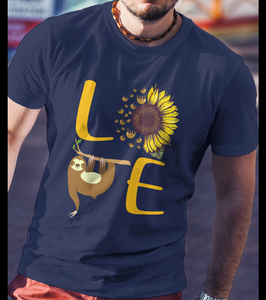 Love Sunflower Sloth Bees T-Shirt