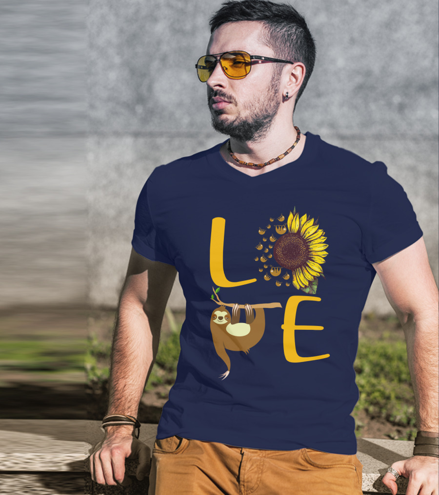 Love Sunflower Sloth Bees T-Shirt