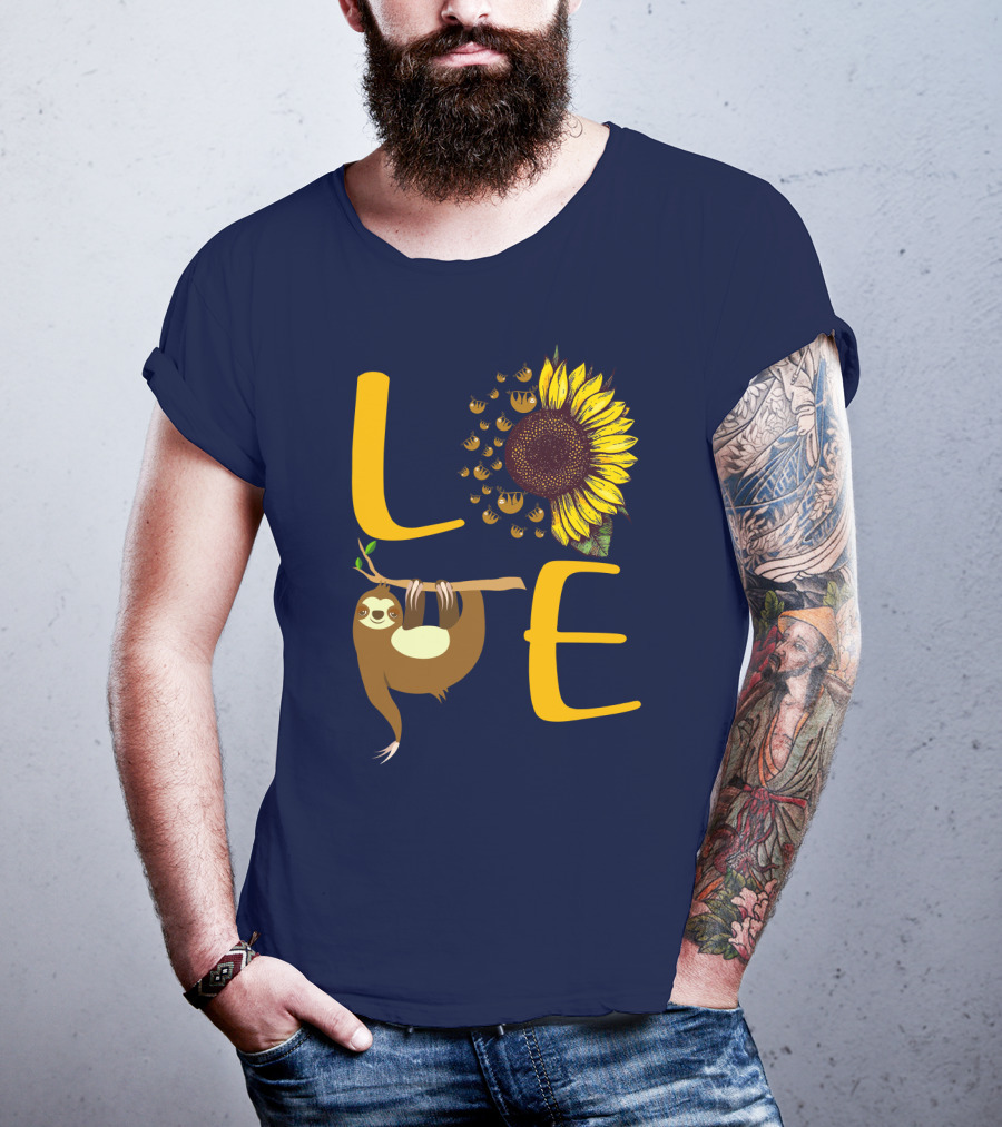 Love Sunflower Sloth Bees T-Shirt