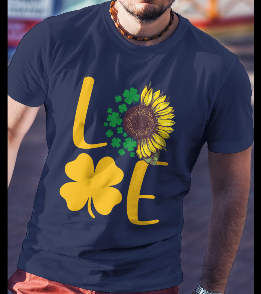 Love Sunflower Four-Leaf Clover T-Shirt