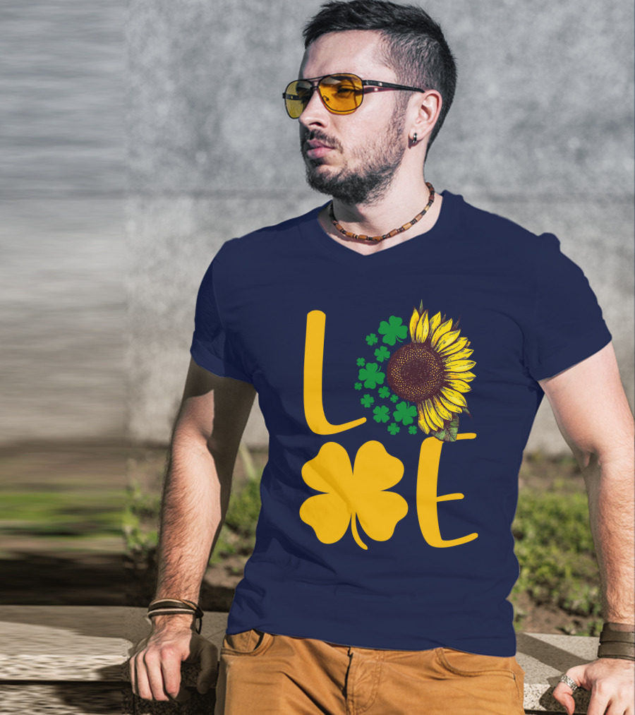 Love Sunflower Four-Leaf Clover T-Shirt