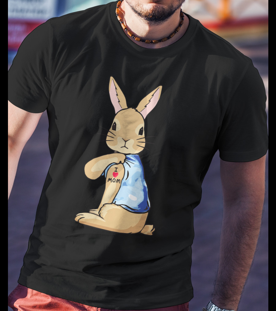 Bunny Rabbit I Love Mom Tattoo T-Shirt