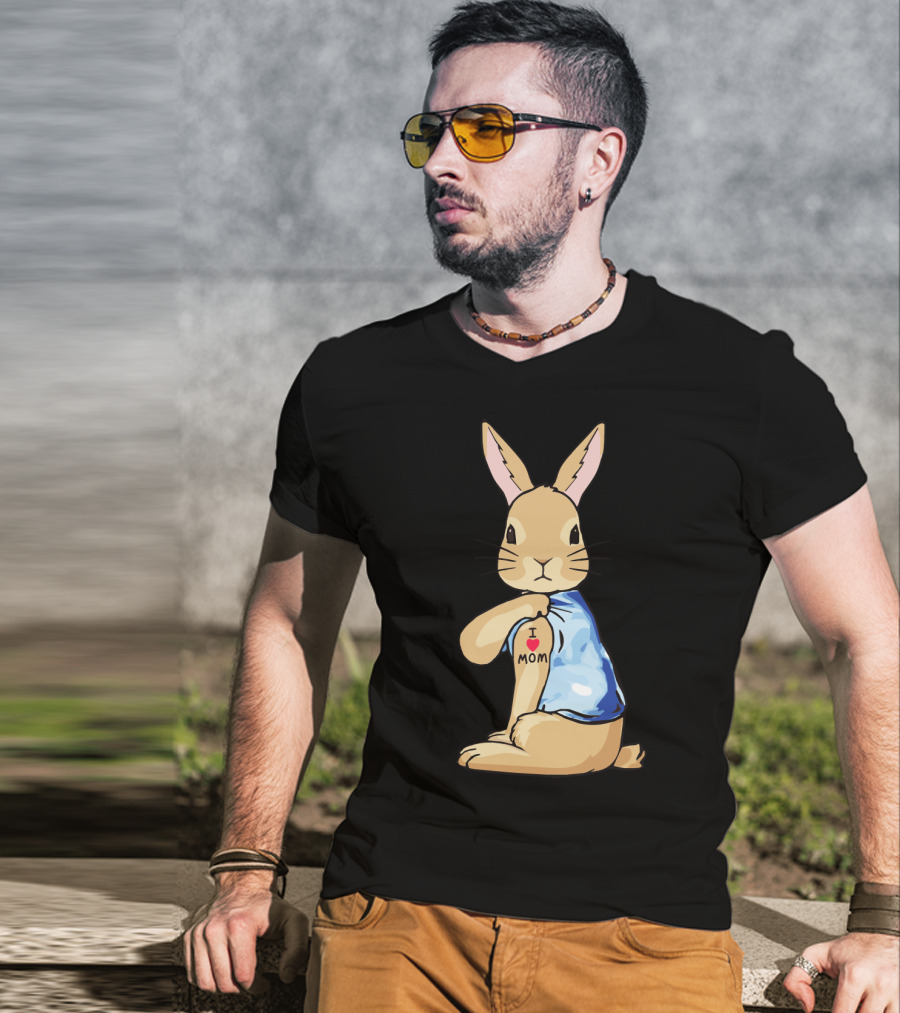 Bunny Rabbit I Love Mom Tattoo T-Shirt