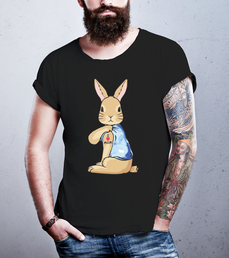 Bunny Rabbit I Love Mom Tattoo T-Shirt