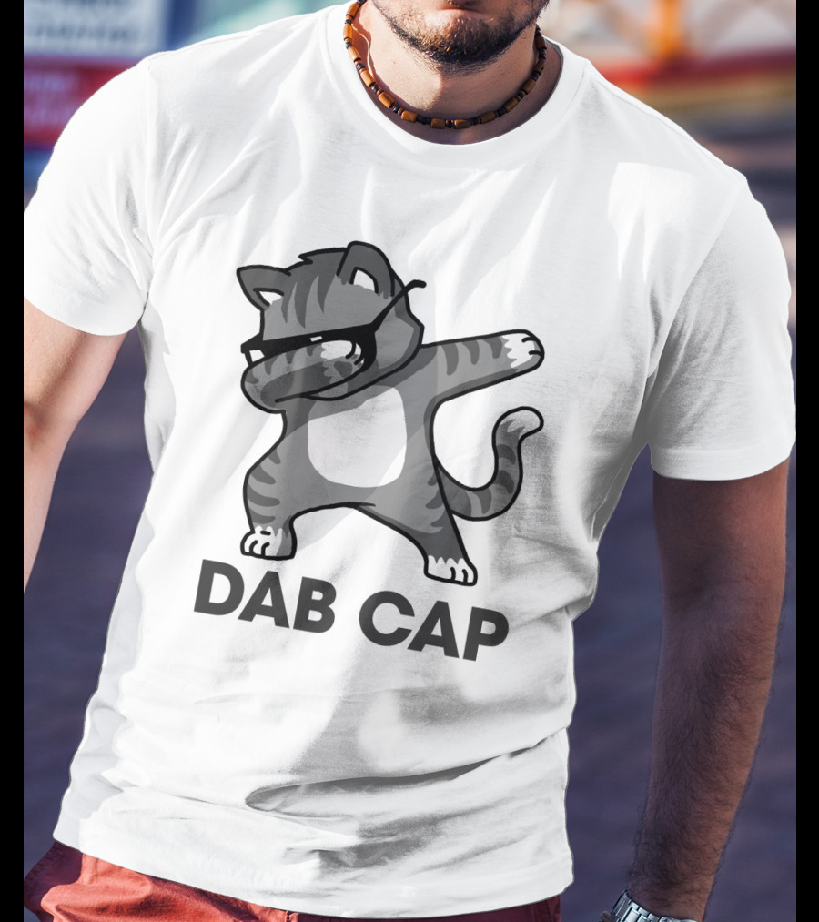 Dab Cap Funny Cat In Sunglasses Dabbing T-Shirt