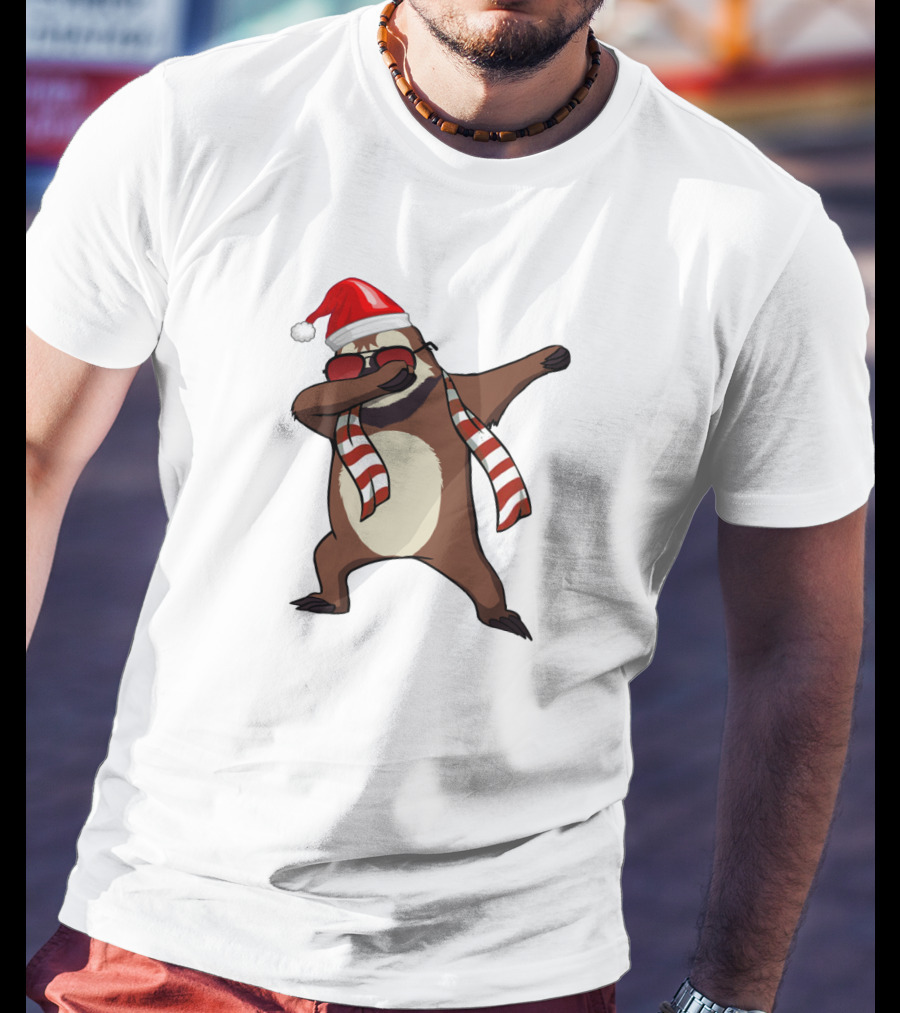 Dabbing Sloths Santa Claus Christmas Dance T-Shirt