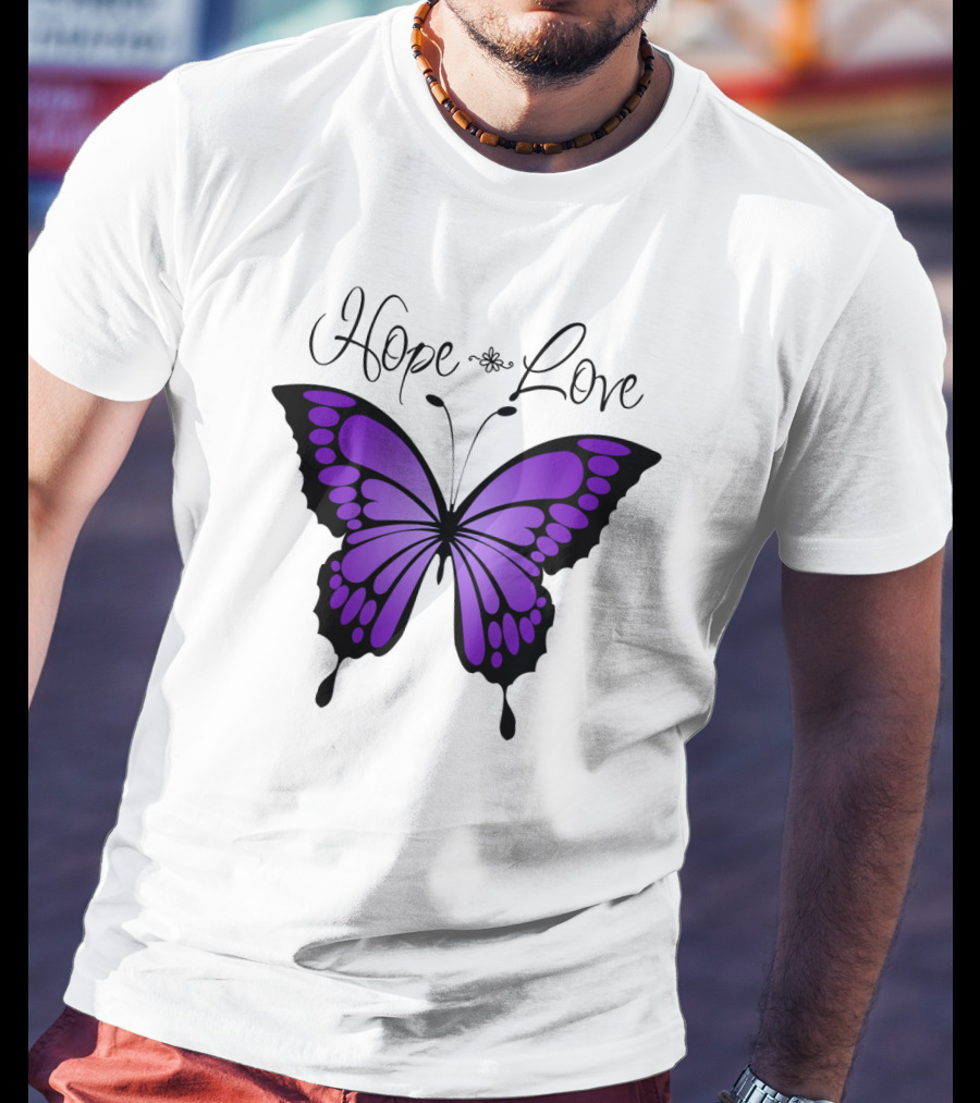 Hope Love Purple Butterfly T-Shirt