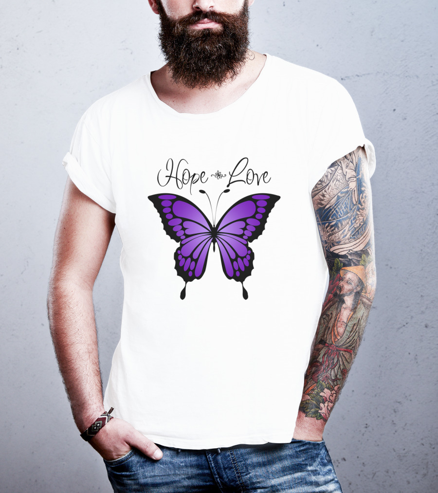 Hope Love Purple Butterfly T-Shirt