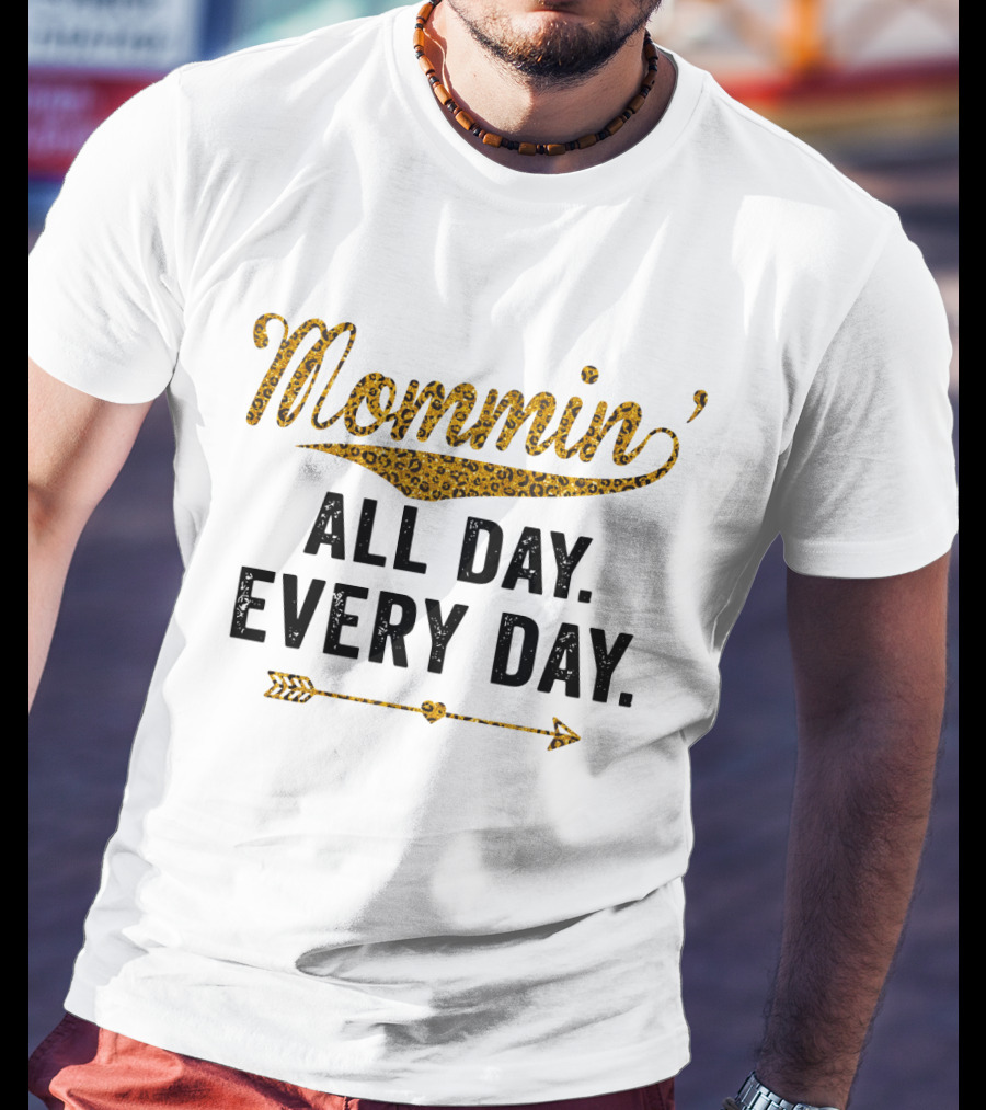 Mommin All Day Every Day Leopard Print Arrow T-Shirt