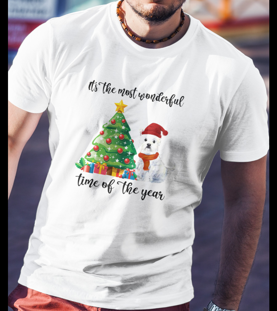 It's The Most Wonderful Time Of The Year Christmas Tree And Dog T-Shirt