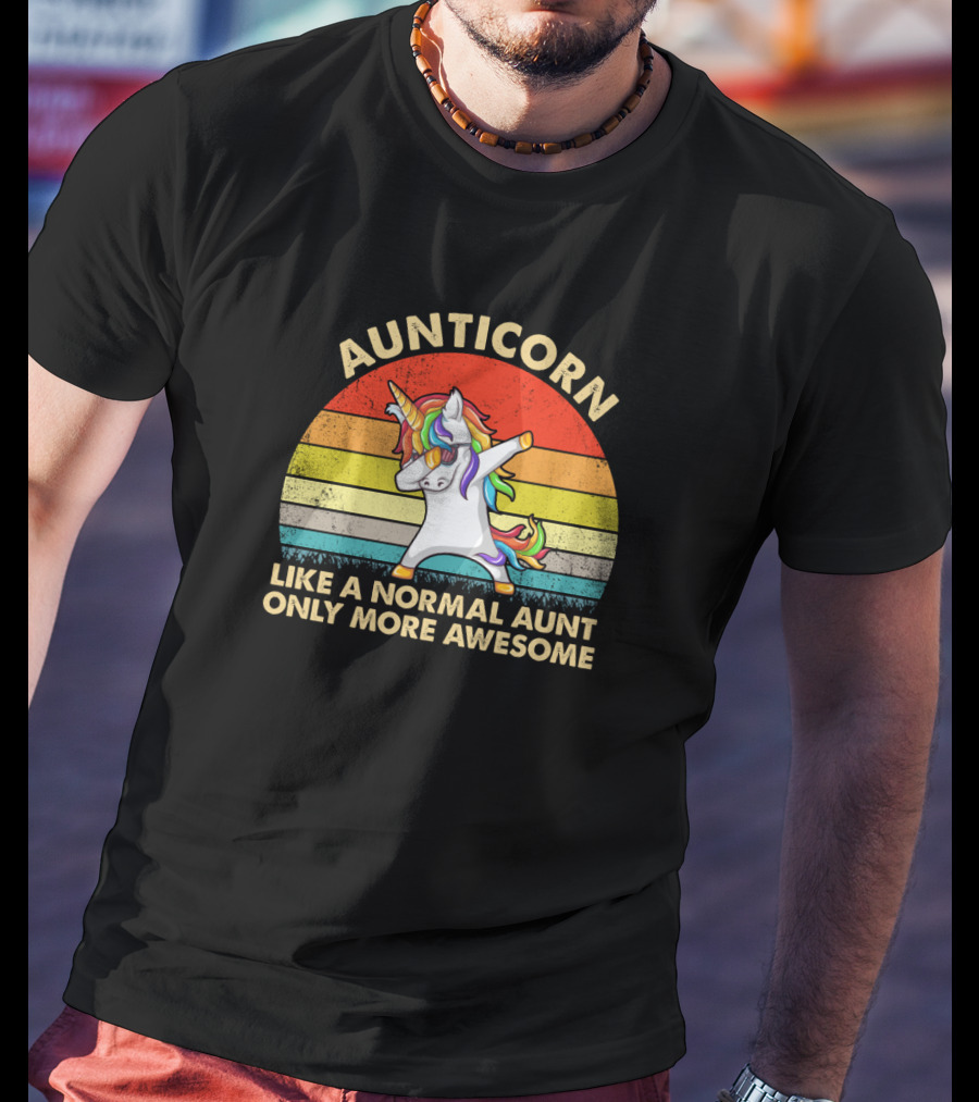 Aunticorn Like A Normal Aunt Only More Awesome Rainbow Dab Unicorn T-Shirt