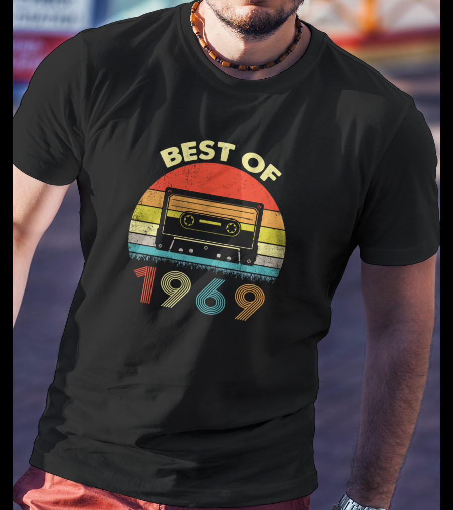 Best Of 1969 Retro Cassette Tape Vintage Stripes T-Shirt