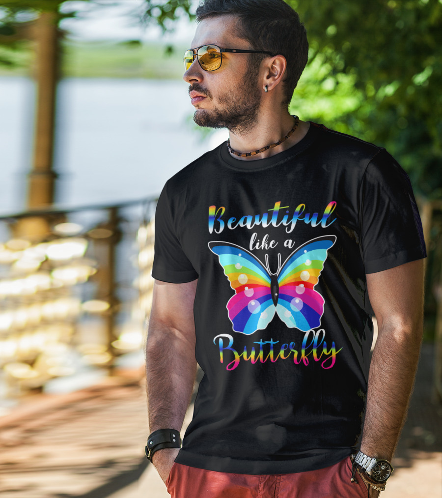Beautiful Like A Butterfly Rainbow Wings T-Shirt