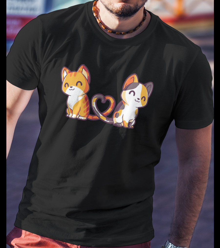 Smiling Cats With Heart-Shaped Tails T-Shirt