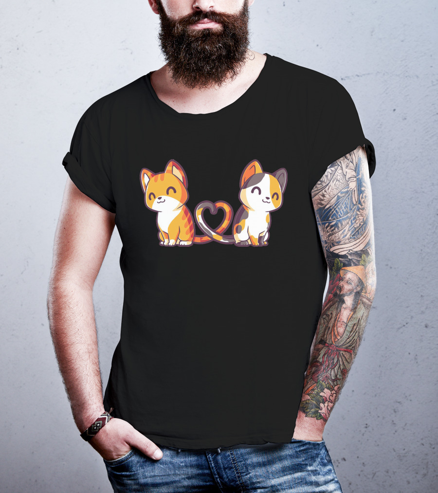 Smiling Cats With Heart-Shaped Tails T-Shirt
