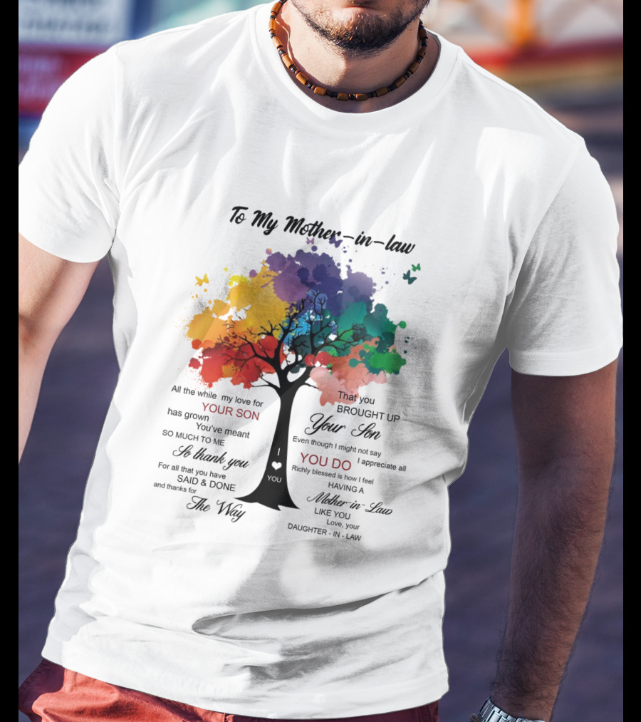 To My Mother-in-Law Mother’s Day Birthday Gift Idea From Daughter-in-Law Richly Blessed Colorful Tree T-Shirt