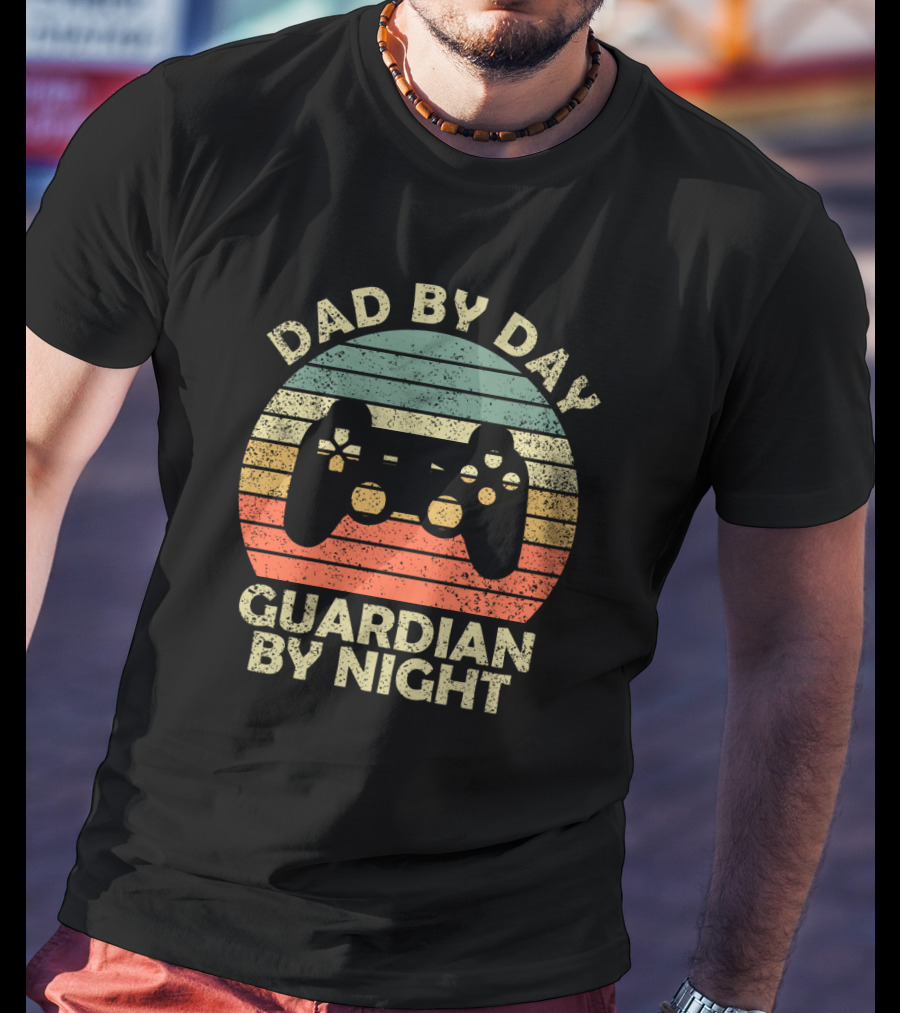 Dad By Day Guardian By Night Retro Game Controller T-Shirt