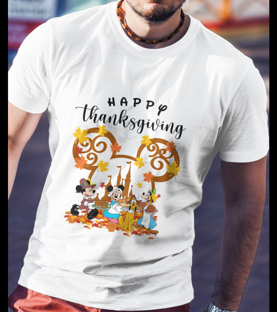 Happy Thanksgiving Disney Characters Festive T-Shirt