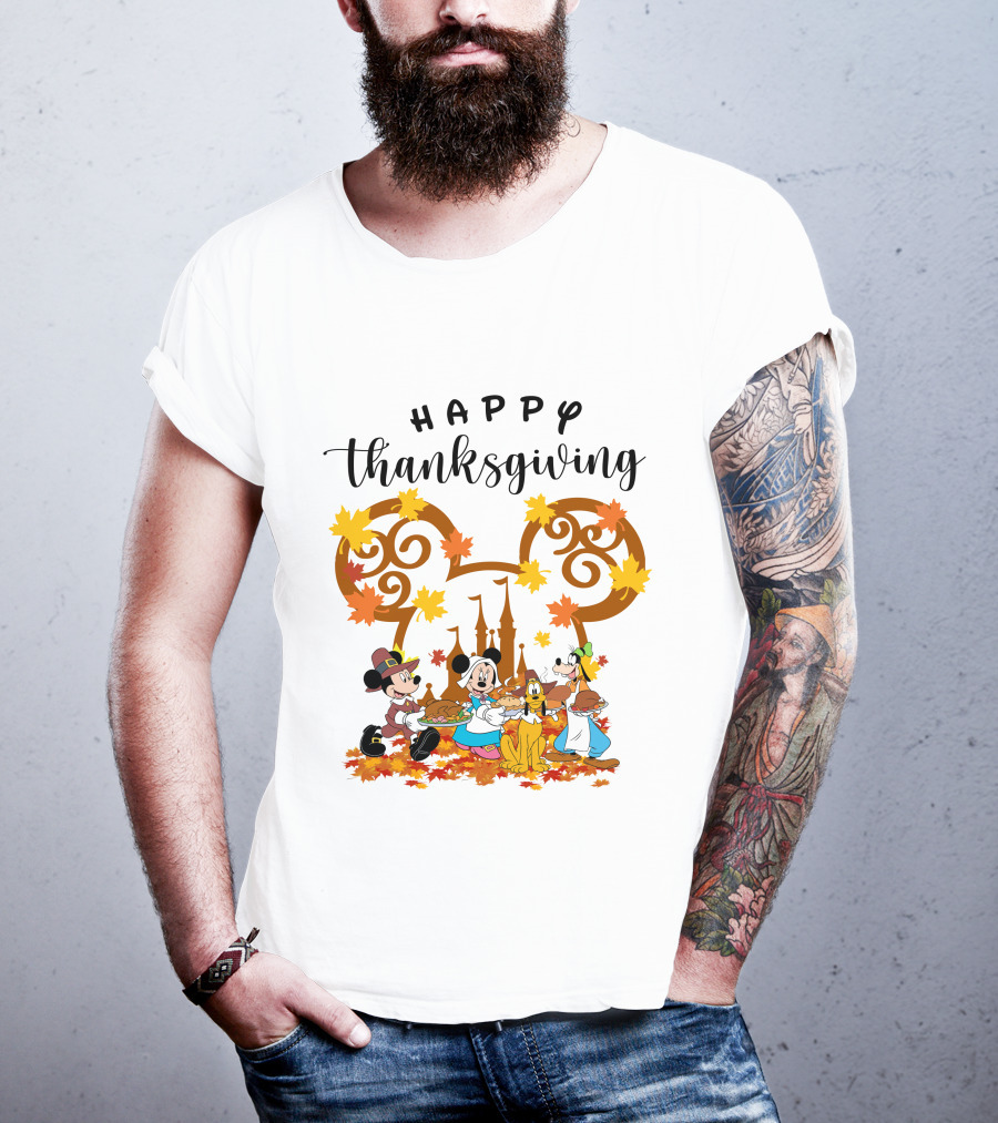 Happy Thanksgiving Disney Characters Festive T-Shirt