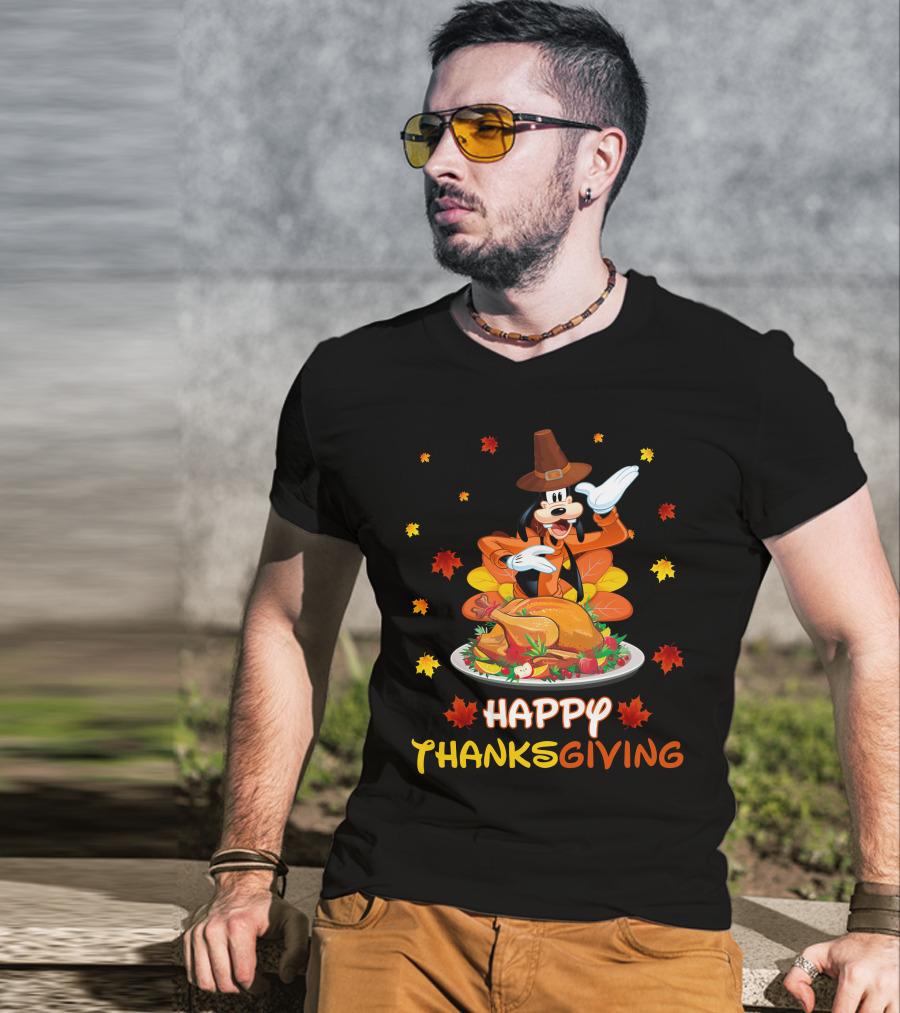 Happy Thanksgiving Goofy Pilgrim Turkey Feast T-Shirt