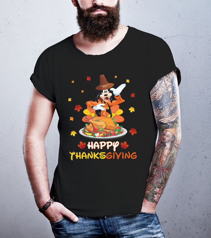 Happy Thanksgiving Goofy Pilgrim Turkey Feast T-Shirt