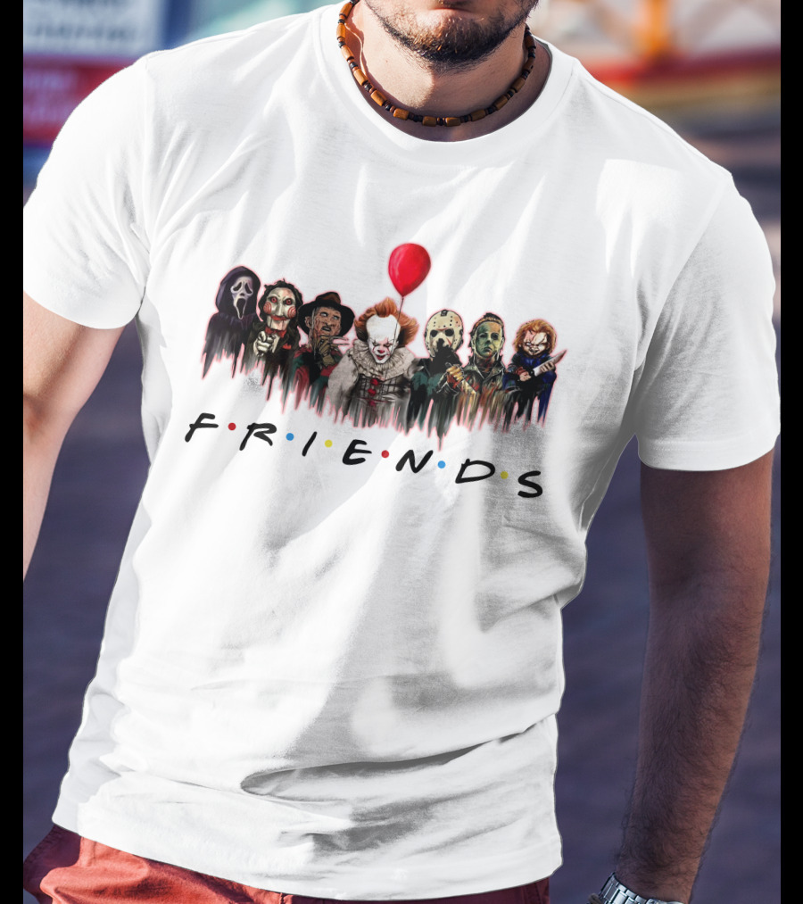 FRIEND KILLER Halloween Horror Characters With Red Balloon T-Shirt
