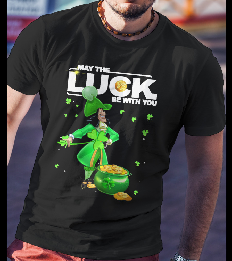 May The Luck Be With You Hook Luck Captain Green Coins Shamrock Pot T-Shirt