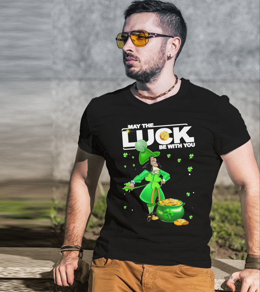 May The Luck Be With You Hook Luck Captain Green Coins Shamrock Pot T-Shirt