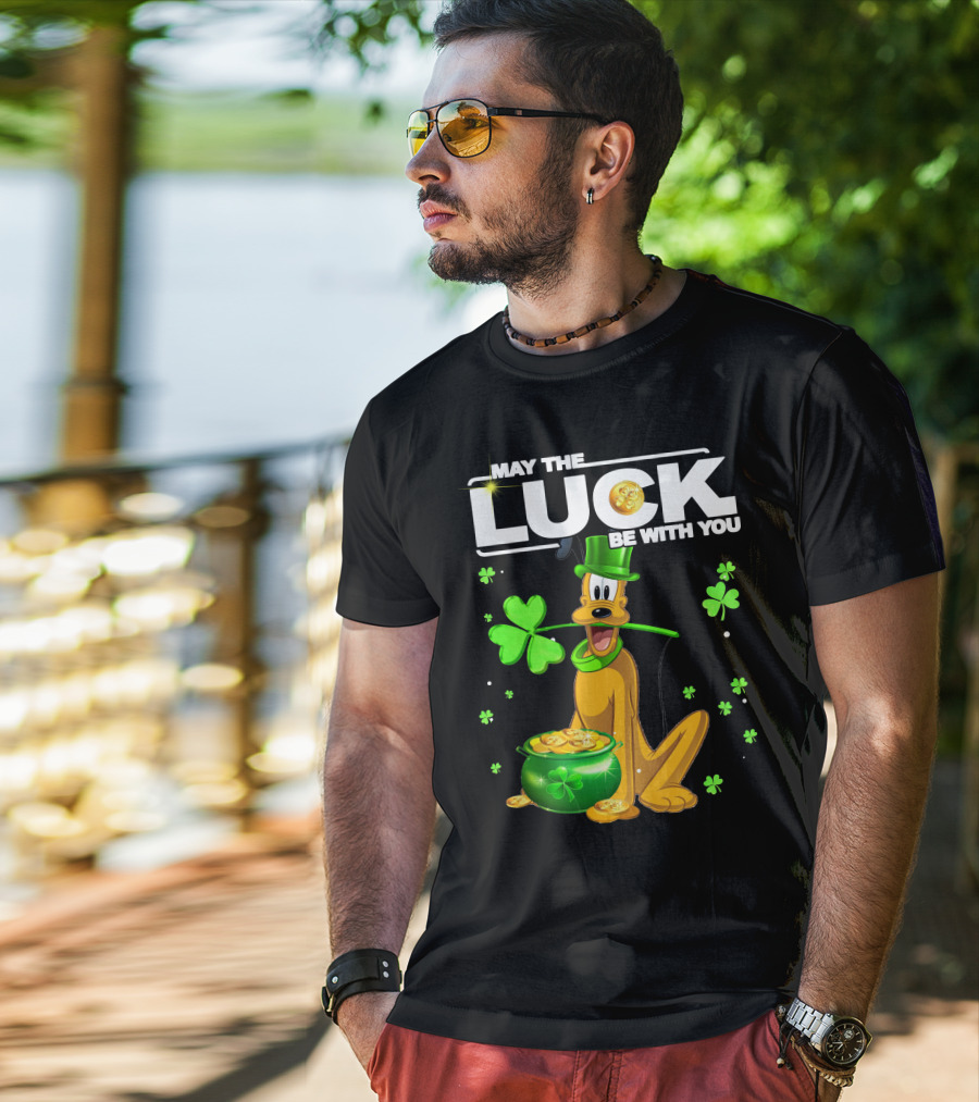 May The Luck Be With You Pluto St. Patrick's Day Coins And Shamrocks T-Shirt