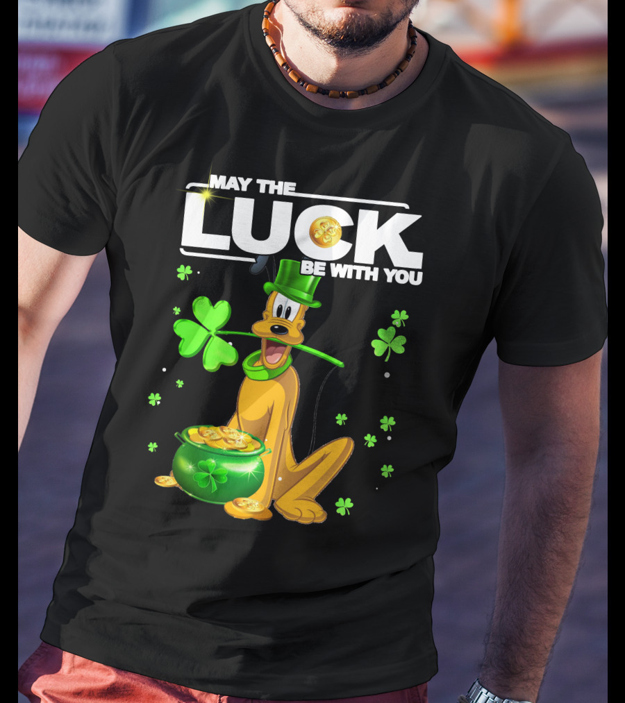 May The Luck Be With You Pluto St. Patrick's Day Coins And Shamrocks T-Shirt