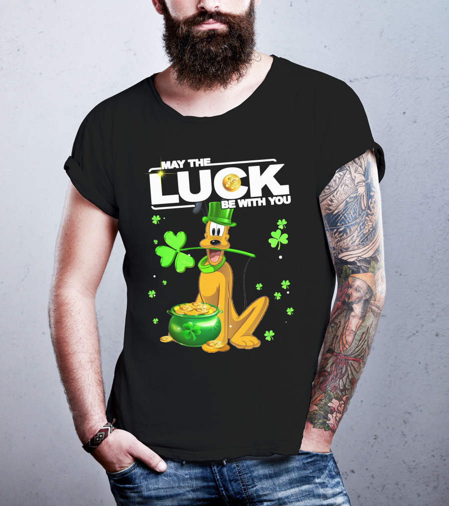 May The Luck Be With You Pluto St. Patrick's Day Coins And Shamrocks T-Shirt