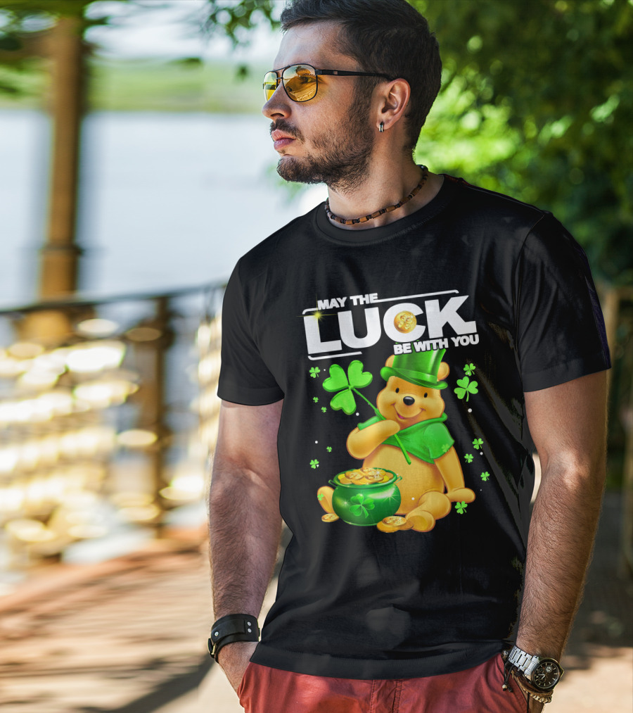 May The Luck Be With You Shamrock Pot Of Gold Bear T-Shirt