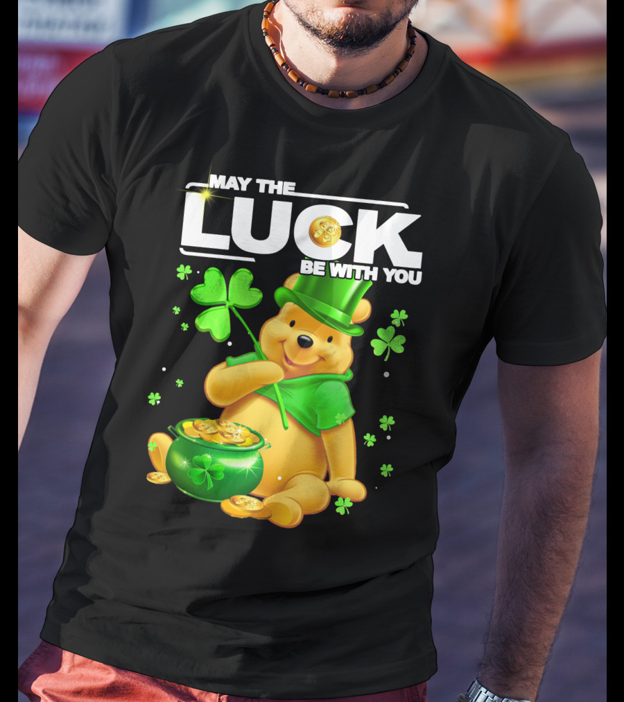 May The Luck Be With You Shamrock Pot Of Gold Bear T-Shirt
