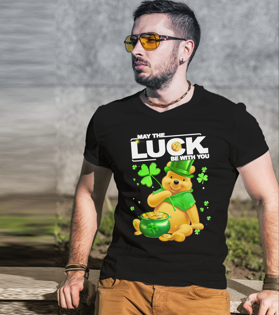 May The Luck Be With You Shamrock Pot Of Gold Bear T-Shirt