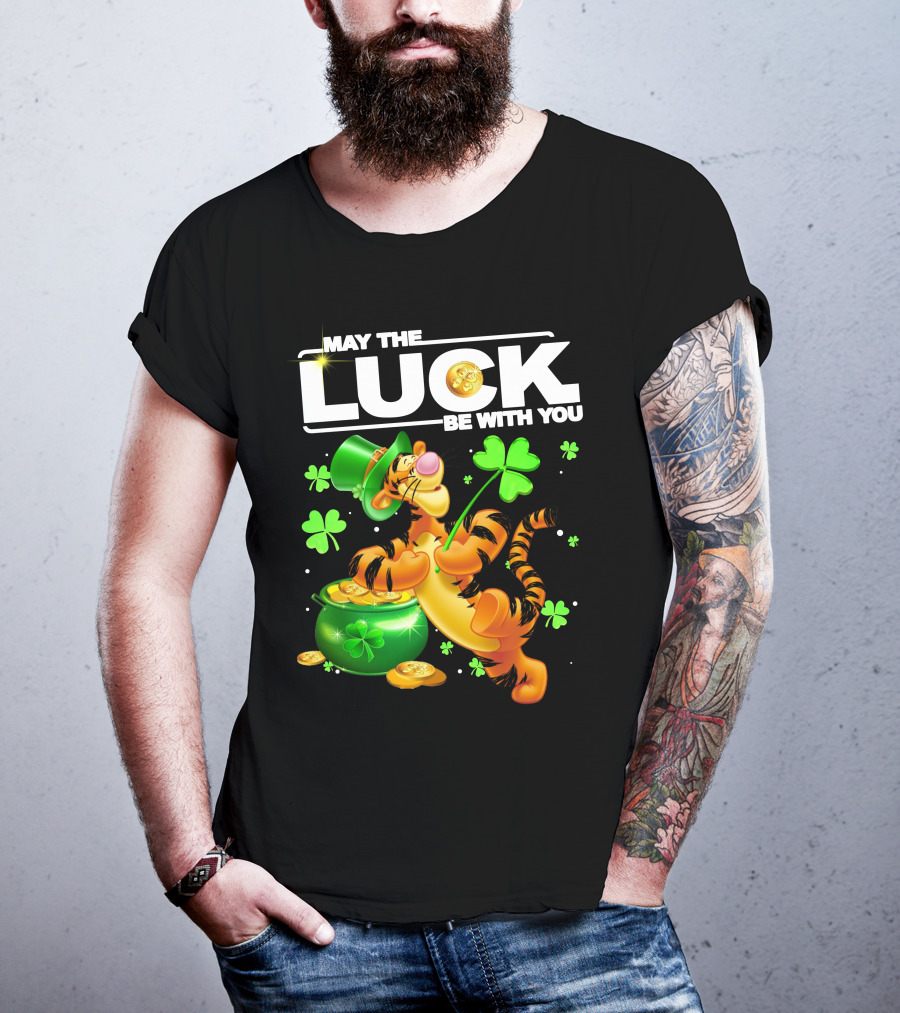 May The Luck Be With You Tigger With Pot Of Gold And Shamrocks T-Shirt