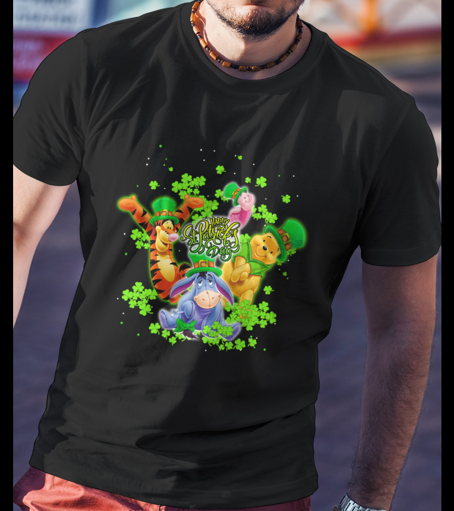 Happy St. Patrick's Day Winnie The Pooh Tigger Eeyore Piglet T-Shirt