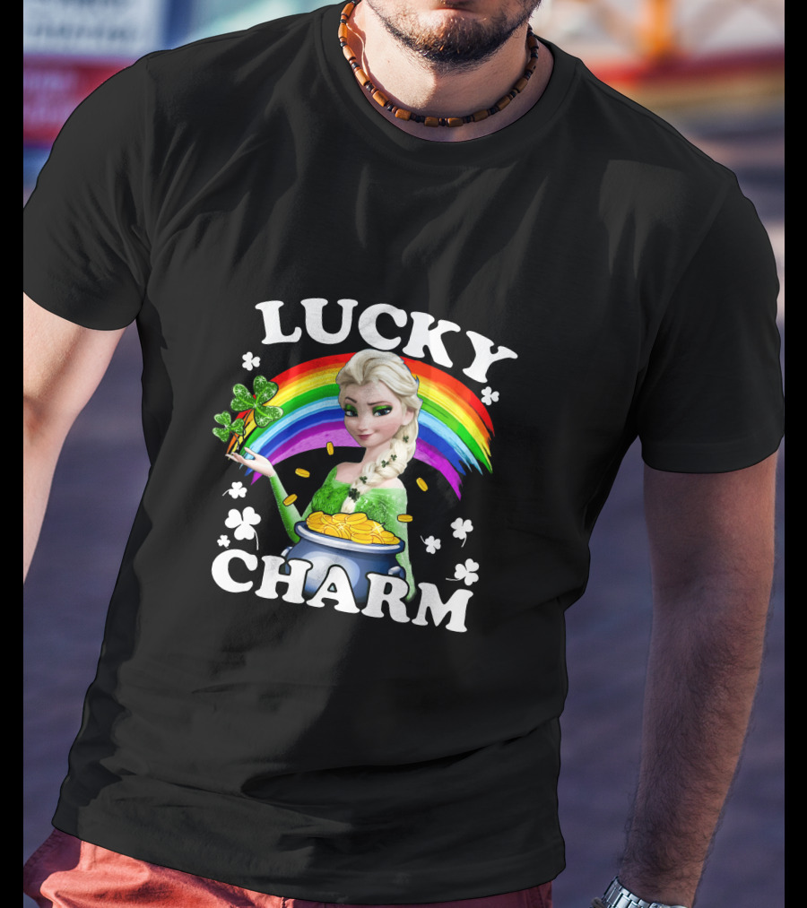 Elsa Lucky Charm Rainbow Pot Of Gold Clover T-Shirt