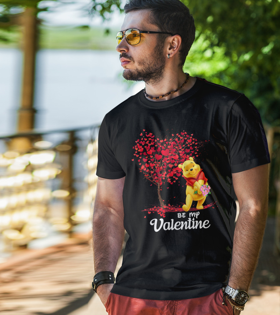 Be My Valentine Pooh Hearts And Flowers T-Shirt