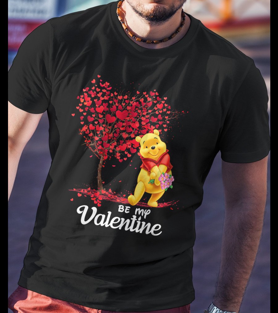 Be My Valentine Pooh Hearts And Flowers T-Shirt