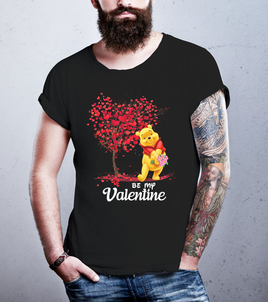 Be My Valentine Pooh Hearts And Flowers T-Shirt