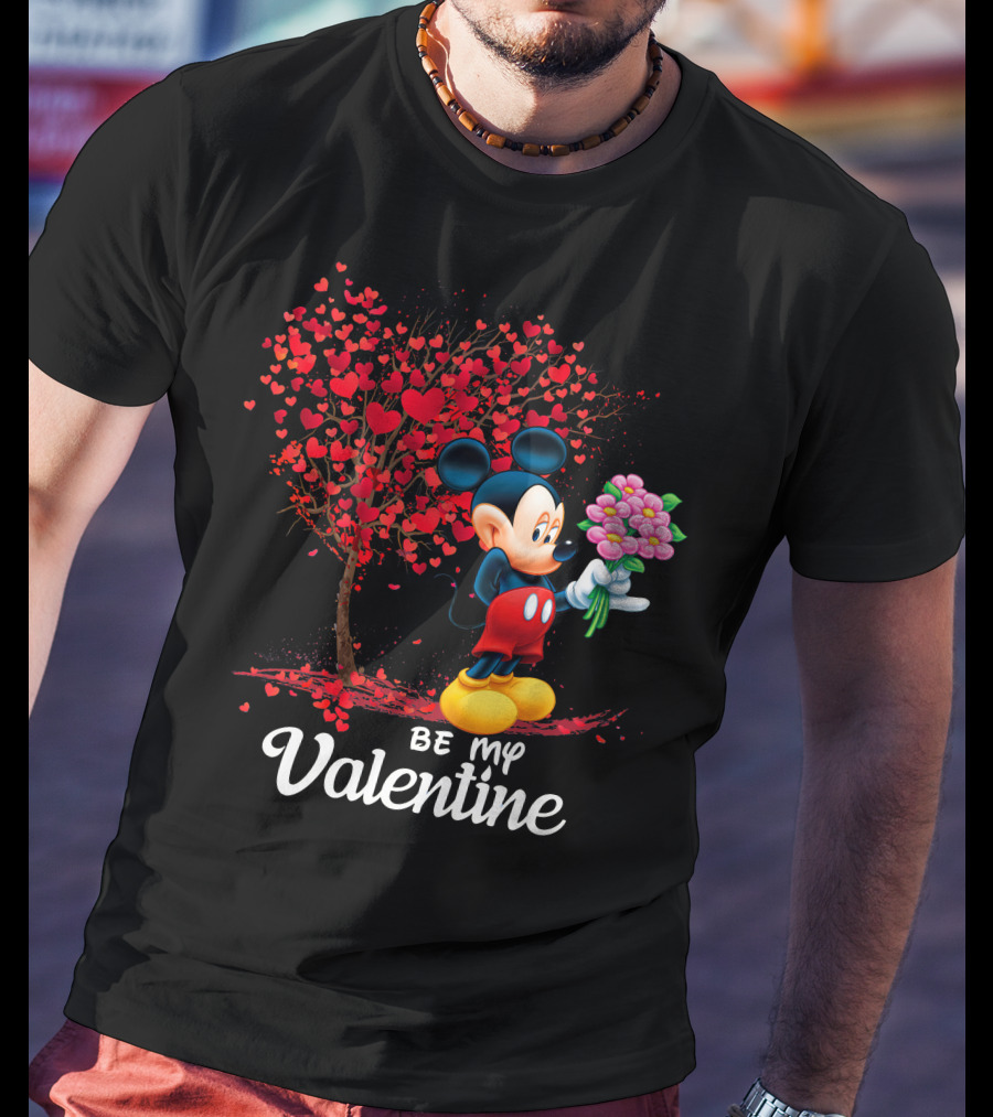 Mickey Be My Valentine Bouquet With Heart Tree T-Shirt